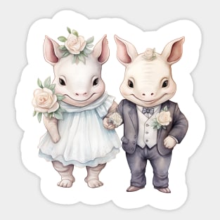 Rhinoceros Couple Gets Married Sticker